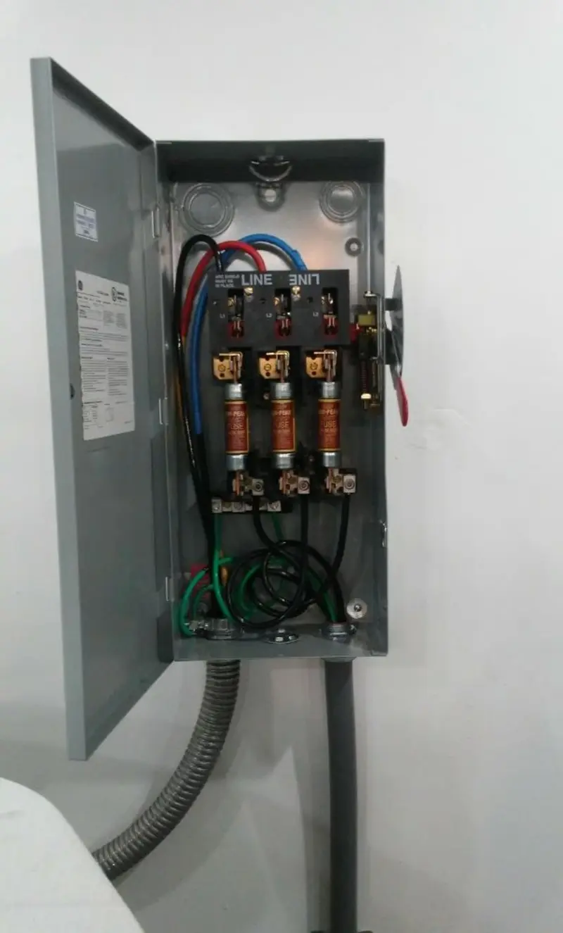 Three-phase disconnect switch installed for Electrical Wiring & Rewiring in Trinidad